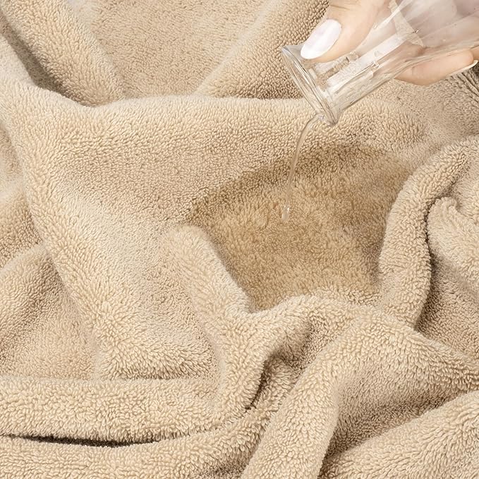 American Soft Linen Salem Turkish Bath Towel Set, 100% Cotton 600 GSM 6 Piece Towels for Bathroom, 2 Bath Towels 2 Hand Towels 2 Washcloths, Beige