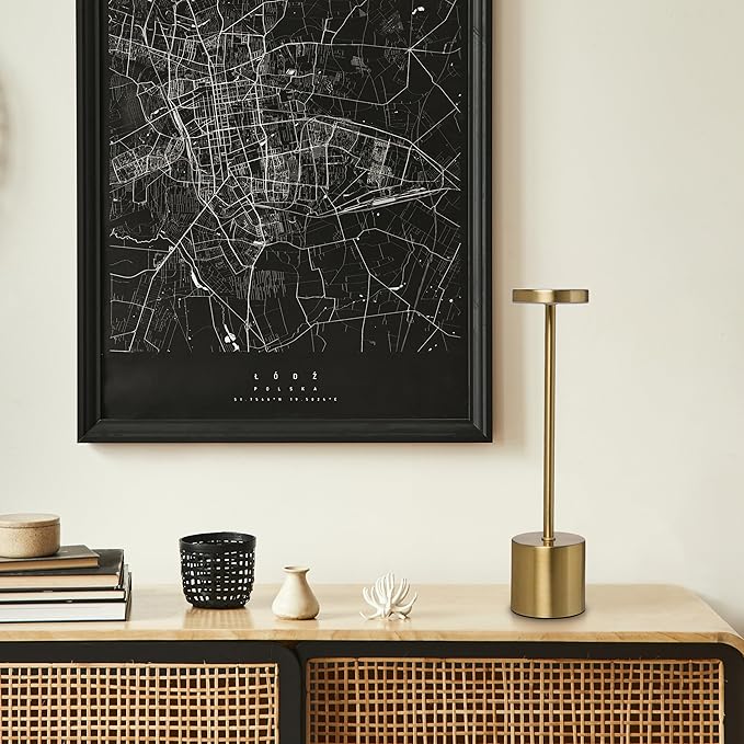 Camden Reed Table Lamp, Desk lamp, 3 Different Lighting Modes, Modern Minimal Design for Dinner/Coffee Table/Restaurant/Bedroom, Flat Gold