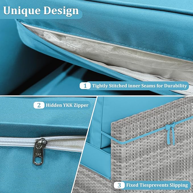 14 Pcs Outdoor Cushion Covers Patio Cushion Slipcovers Replacement Splash Proof with Zipper for Outdoor Furniture, Patio Sofa Couch 3 Sizes, Covers Only