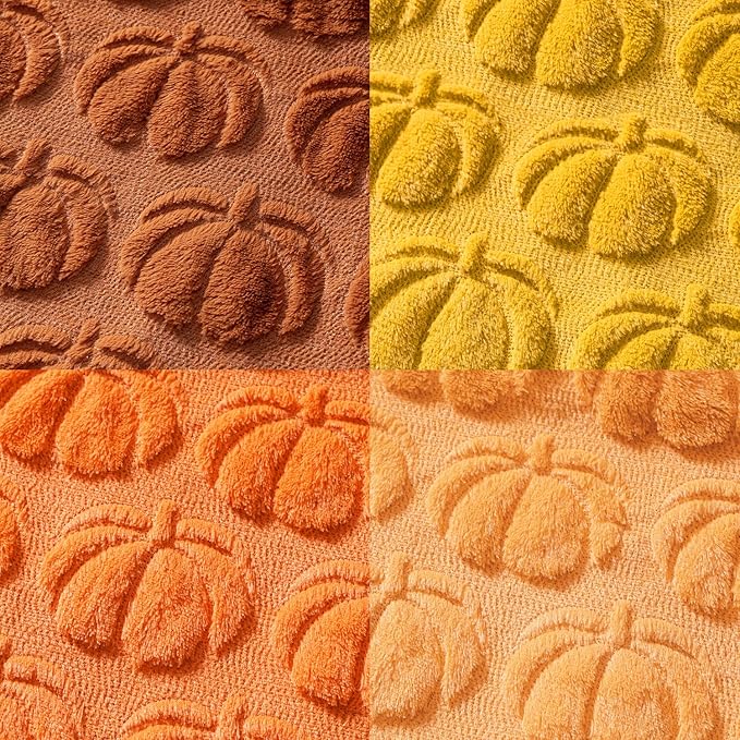 MIULEE Fall Pumpkin Pillow Covers 18x18 Inch Set of 4 - Soft Cozy Plush Decorative Pillows with Embroidered Pumpkin Pattern Autumn Halloween Holiday Decor for Sofa Couch Bed Living Room,Rust-Orange