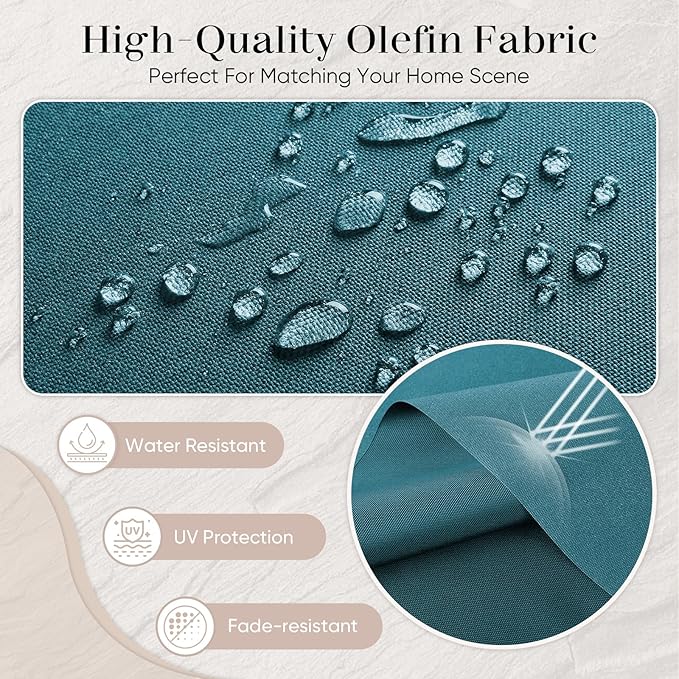 Outdoor Seat Cushion Set-24 x 24 x 6 Inch Outdoor Chair Cushions Set of 2 with Water Resistant & Removable Cover Outdoor Cushions for Patio Furniture Chair Sofa Couch-Peacock Blue