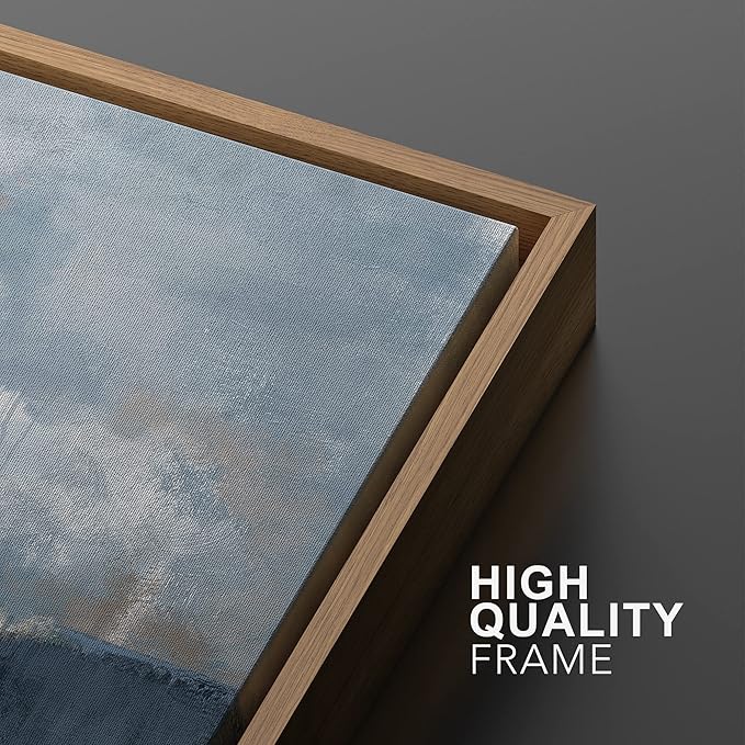 MUDECOR Framed Canvas Print Wall Art Set Pastel Paint Stroke Landscapes Abstract Shapes Illustrations Modern Art Decorative Bohemian Calm/Zen for Living Room, Bedroom, Office - 16"x24"x2 Natural