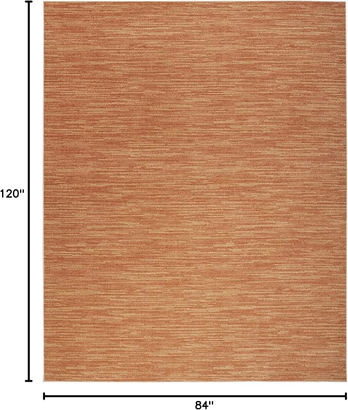 Nourison Home Essentials Indoor/Outdoor Rust 7' x 10' Area Rug, Easy Cleaning, Non Shedding, Bed Room, Living Room, Dining Room, Backyard, Deck, Patio (7x10)