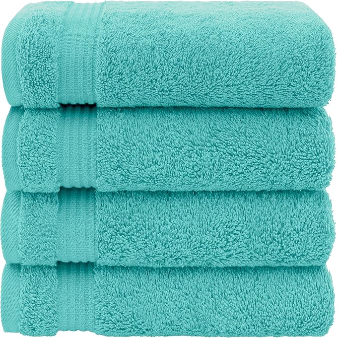 American Veteran Towel, Hand Towels for Bathroom Set of 4, 100% Cotton Turkish Hand Towel Sets Clearance Prime, Soft Drying Hand Face Towels, Turquoise Blue Hand Towels