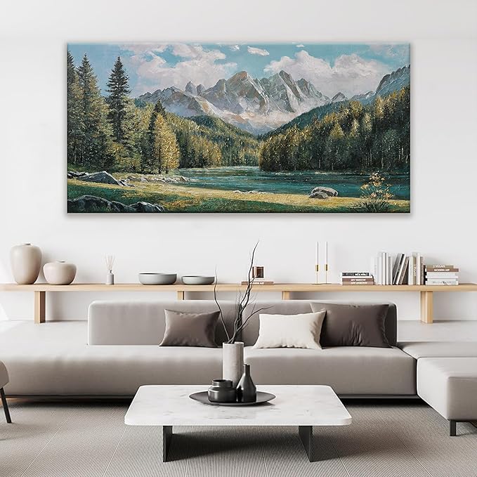 Tsomzxng Modern Wall Art Decor Natural Home Wall Decorations Canvas Art Wall Decor Prints Mountain Wilderness Landscape Large Wall Art For Living Room Wall Bedroom Kitchen Office Decor 29"×58"