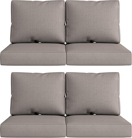 UIXE Outdoor Deep Seat Cushion Set with Slipcovers, Patio Furniture Cushions & Back Pads, Sectional Sofa Bistro Chair Cushion - Coffee, Set of 4