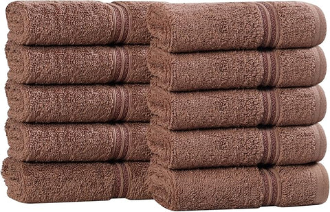 Superior Egyptian Cotton 10-Piece Face Towel Set, Small Towels for Facial, Spa, Quick Dry, Absorbent Towels, Bathroom Accessories, Guest Bath, Home Essentials, Washcloth, Airbnb, Mocha