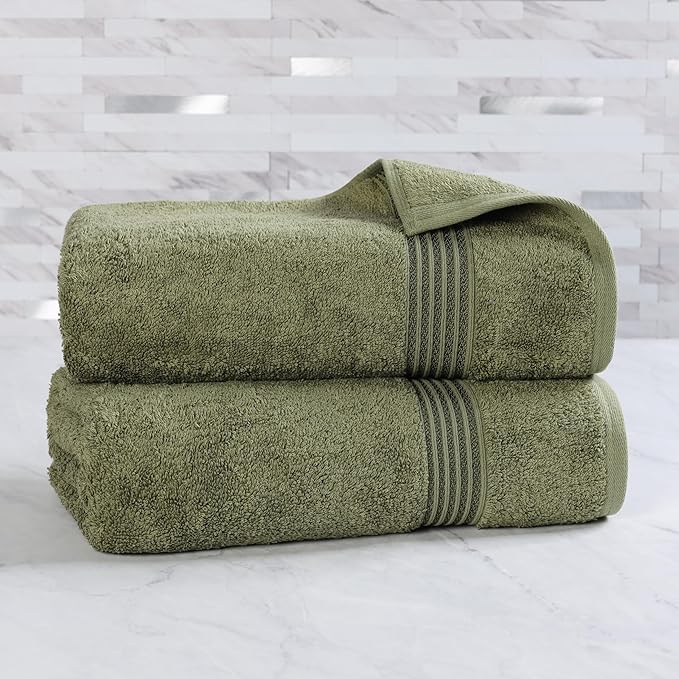 Superior Egyptian Cotton Bath Sheet Set, Oversized Towels for Home Bathroom, Master, Guest Bath, Decor Essentials, Quick Dry, Absorbent, Large Body Towel, Spa, Hotel, Resort, Set of 2, Forest Green