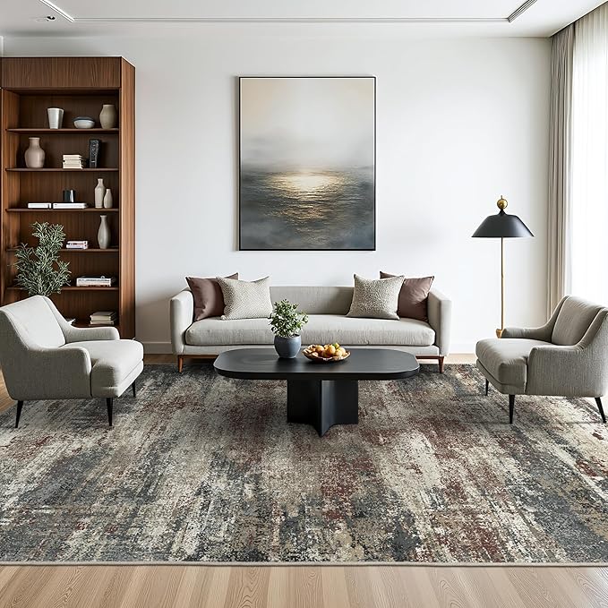 GENIMO Rugs for Bedroom-Washable 6x9 Area Rugs Lightweight Low Pile, Abstract Printed Non-Slip Carpet for Living Room, Playroom, Dining Room, Office, Mystic Forest
