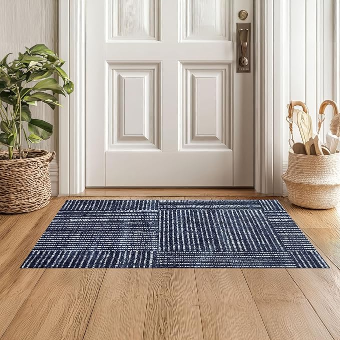 Canvas Navy Washable Rug, 2 x 3 ft (Blue, 36" x 24")