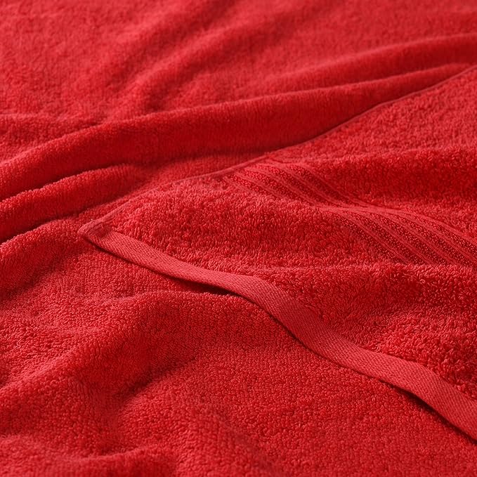 Superior Egyptian Cotton Face Towel/Washcloth Set, Small Towels for Home Bathroom, Master, Guest Bath, Decor Essentials, Quick Dry, Absorbent, Spa, Hotel, Resort, Adult, Kids, Set of 10, Red