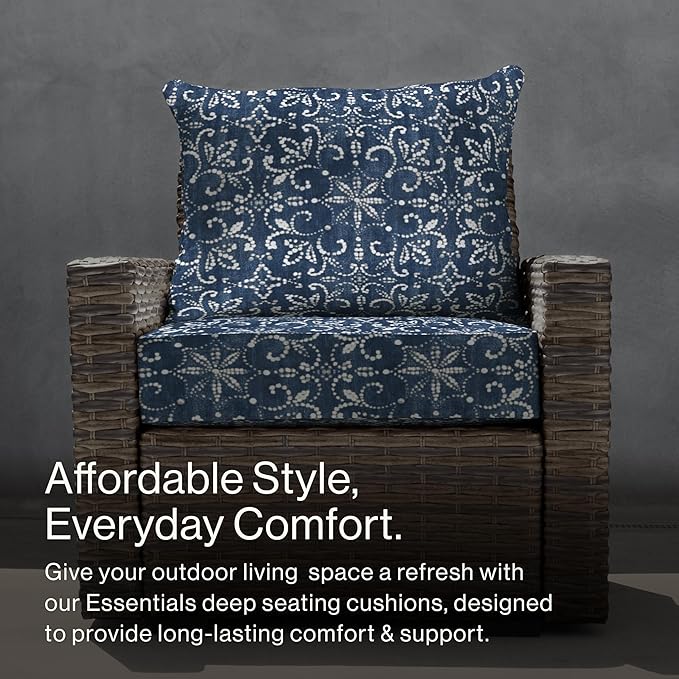 Honeycomb Outdoor Essentials Deep Seat, 24 x 24, Boheme Chair Cushion for Patio Furniture