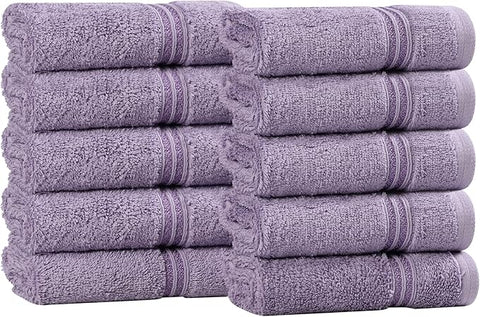 Superior Egyptian Cotton 10-Piece Face Towel Set , Small Towels For Facial, Spa, Quick Dry, Absorbent Towels, Bathroom Accessories, Guest Bath, Home Essentials, Washcloth, Airbnb, Royal Purple