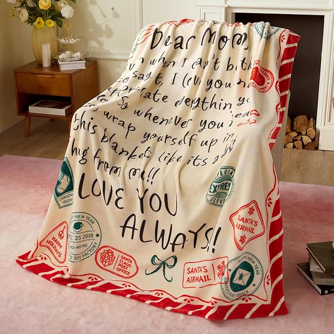 Joiedomi Birthday Gifts for Mom Soft Flannel Mom Blanket for Women Wife Grandma Mothers Day Anniversary Present from Daughter Son 50" x 60" Red
