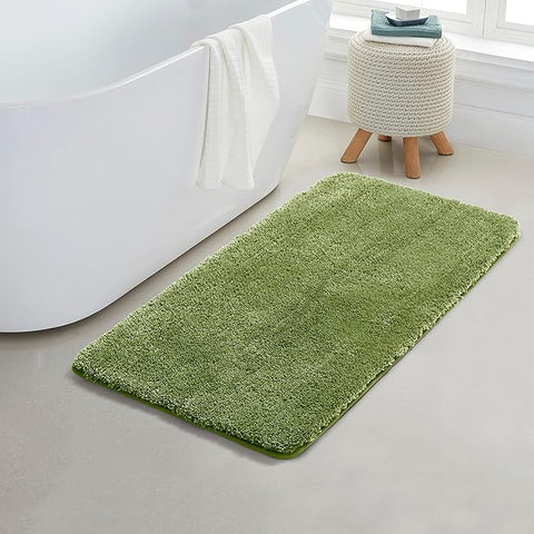 YHF Bathroom Rugs 24" X 47", Extra Thick & Soft Microfiber Shaggy, Machine Washable Bath Mats, Absorbent Bath Rugs, Non-Slip Rubber Backing Bath Mat for Bathroom Floor, Tub and Shower, Sage Green
