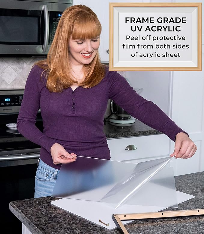 10x10 Frame with Mat - Brown 13x13 Frame Wood Made to Display Print or Poster Measuring 10 x 10 Inches with Black Photo Mat