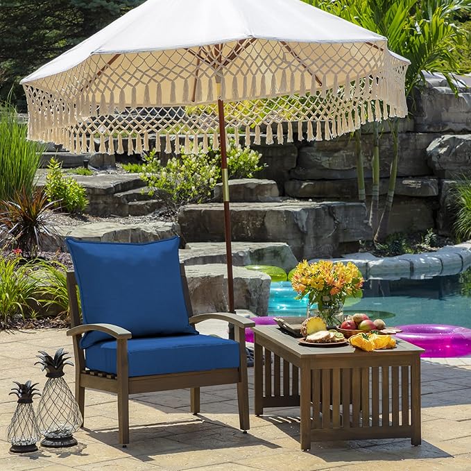 Arden Outdoor Deep Seat Cushion Set, 24 in x 24 in, Weather-Proof, Rain-Proof, Fade Resistant Patio Cushion for Chair, Sofa, and Couch Cobalt Blue Texture