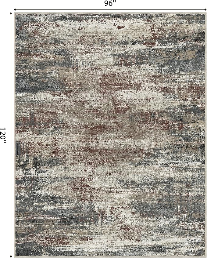 GENIMO 8x10 Area Rugs, Machine Washable Rugs for Living Room Low Pile, Abstract Blue Rug with Non-Slip Rubber Backing, Soft Pet Friendly Carpet for Bedroom, Dining Room, Office, Mystic Forest
