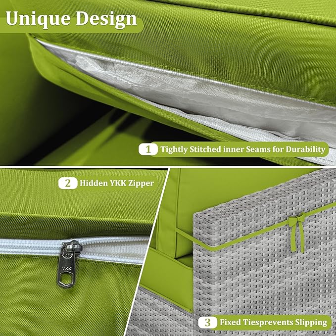 14 Pcs Outdoor Cushion Covers Patio Cushion Slipcovers Replacement Splash Proof with Zipper for Outdoor Furniture, Patio Sofa Couch 3 Sizes, Covers Only