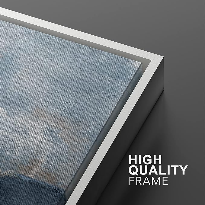MUDECOR Framed Canvas Print Wall Art Set Pastel Paint Stroke Landscapes Abstract Shapes Illustrations Modern Art Decorative Bohemian Calm/Zen for Living Room, Bedroom, Office - 16"x24"x2 White