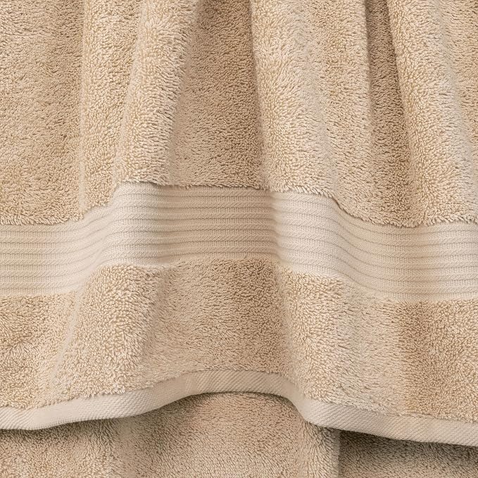 Cotton Paradise 4 Piece Turkish Bath Towels for Bathroom, 100% Cotton Extra Large Soft Plush Towels Bathroom Set, Beige