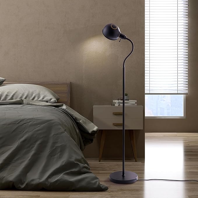 O'Bright Nova - Adjustable Floor Lamp with Flexible Gooseneck and Rotatable Shade, E26 Socket, 10-Inch Base - Ideal for Reading, Bedside, Living Room, Brushed Nickel