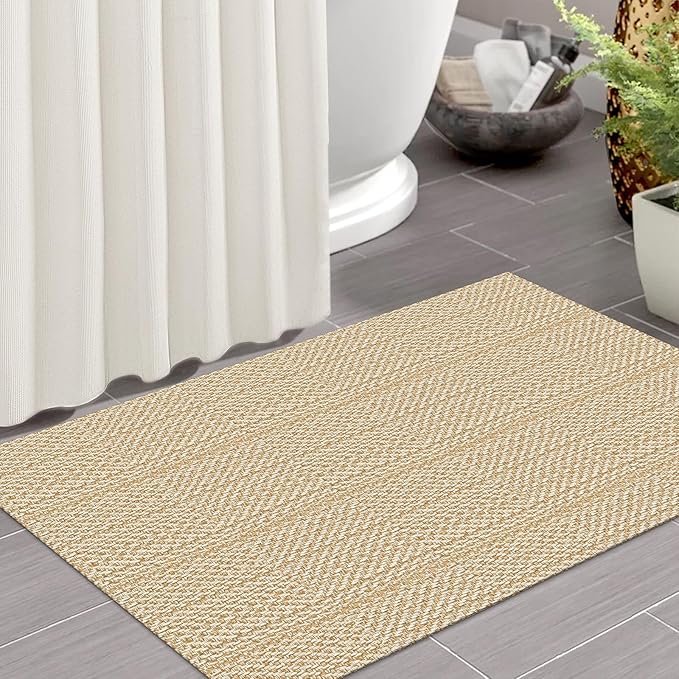 IOHOUZE Small Area Rug 2x3 Washable Woven Rugs for Entryway Non Slip Rubber Backed Front Door Rugs Indoor Doormat Throw Rug Floor Carpet for Entrance Kitchen, Warm Beige/Orange/Apricot