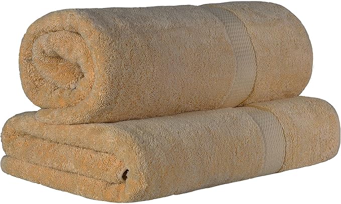 BLUENILEMILLS Premium Towel Collection, Egyptian Cotton Towels for Shower and Bathroom 2-Piece Bath Sheet Set, 34" x 68", Toast by Blue Nile Mills