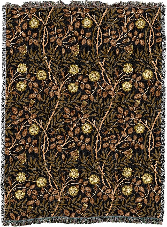 Pure Country Weavers William Morris Sweetbriar Bronze Blanket XL - Arts & Crafts - Gift Tapestry Throw Woven from Cotton - Made in The USA (82x62)