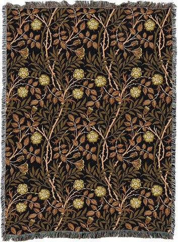 Pure Country Weavers William Morris Sweetbriar Bronze Blanket XL - Arts & Crafts - Gift Tapestry Throw Woven from Cotton - Made in The USA (82x62)