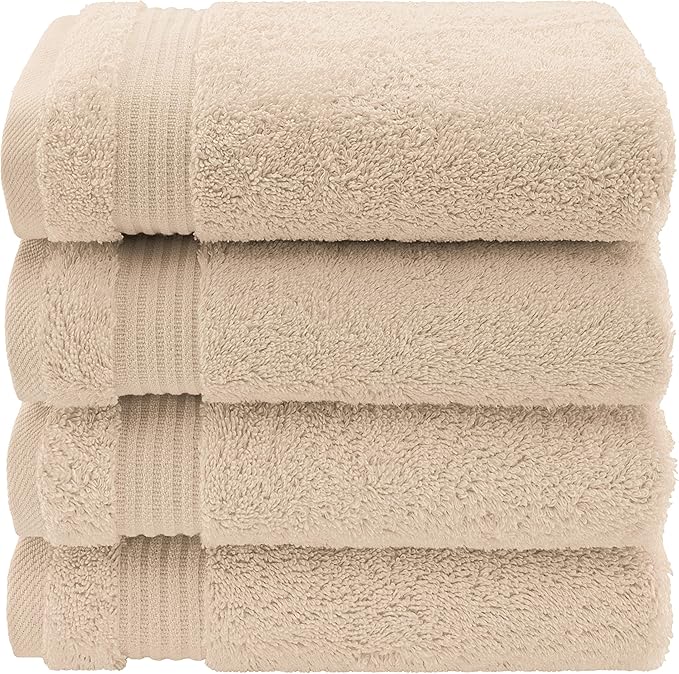 American Veteran Towel, Hand Towels for Bathroom Set of 4, 100% Cotton Turkish Hand Towel Sets Clearance Prime, Soft Drying Hand Face Towels, Beige Hand Towels