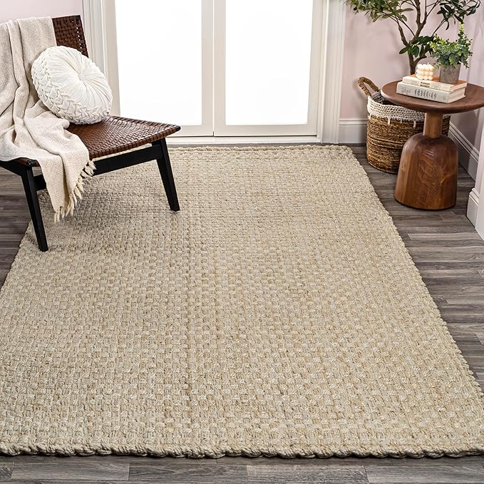 JONATHAN Y Estera Hand Woven Boucle Chunky Jute Ivory Indoor Area Rug, 4x6, Bohemian, Transitional, Easy-Cleaning for Living Room, Bedroom, Kitchen, Pet Friendly, Non-Shedding (NFR102B-4)