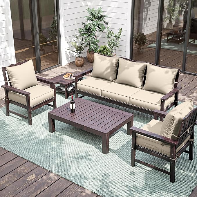 Premium Outdoor Seat Cushion Chair Cushions for Patio Furniture 22 L X 24 W X 4 H Waterproof & Fade Resistant Deep Seat and Backrest Cushion Set with Removable Covers for Chair, Sofa