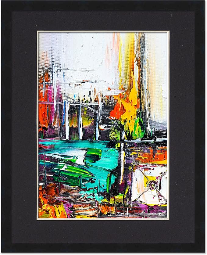 11x15 Frame with Mat - Black 13x17 Frame Wood Made to Display Print or Poster Measuring 11 x 15 Inches with Black Photo Mat