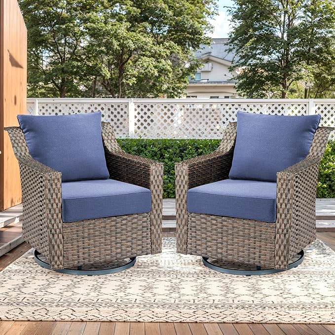 Outdoor Seat Cushion Set-24 x 24 x 6 Inch Outdoor Chair Cushions Set of 2 with Water Resistant & Removable Cover Outdoor Cushions for Patio Furniture Chair Sofa Couch-Blue