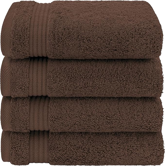 American Veteran Towel, Hand Towels for Bathroom Set of 4, 100% Cotton Turkish Hand Towel Sets Clearance Prime, Soft Drying Hand Face Towels, Brown Hand Towels