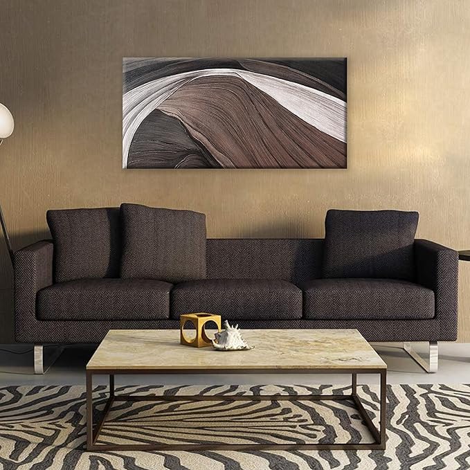 TAIJXAGSG Abstract Wall Art Brown Canvas Art Wall Decor Artwork Abstract Wall Decor Modern Minimalist Decor Canvas Painting Black And White Bathroom Bedroom Office 20"X40"