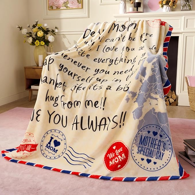 Joiedomi Birthday Gifts for Mom Soft Flannel Mom Blanket for Women Wife Grandma Mothers Day Anniversary Present from Daughter Son 50" x 60" Brown