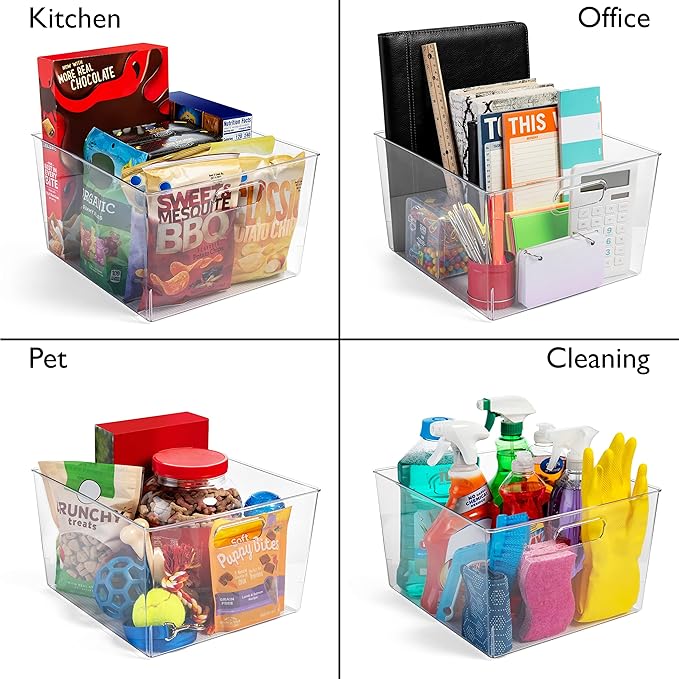 ClearSpace Clear Plastic Storage Bins – XL 8 Pack Perfect Kitchen or Pantry Organization Fridge Organizer and Storage Bins, Cabinet Organizers