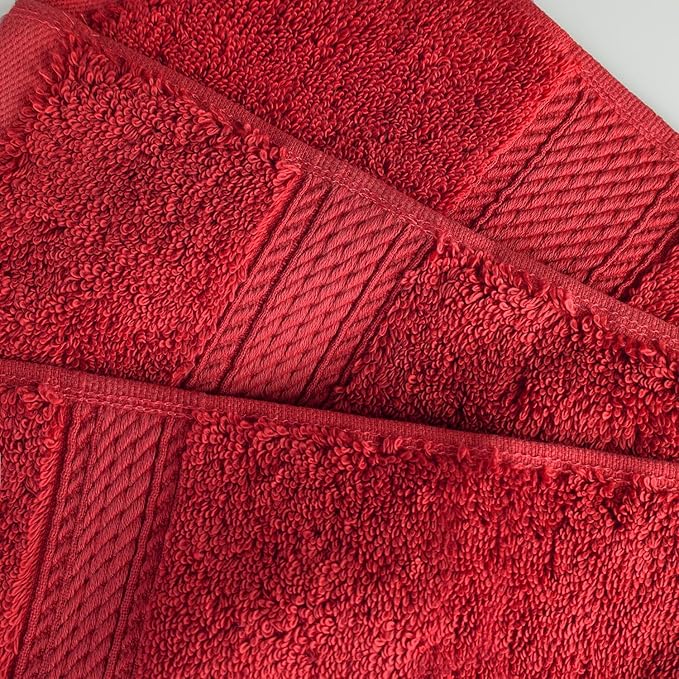 Superior Egyptian Cotton Pile 8 Piece Towel Set, Includes 2 Bath, 2 Hand, 4 Face Towels/Washcloths, Ultra Soft Luxury Towels, Thick Plush Essentials, Guest Bath, Spa, Hotel Bathroom, Red
