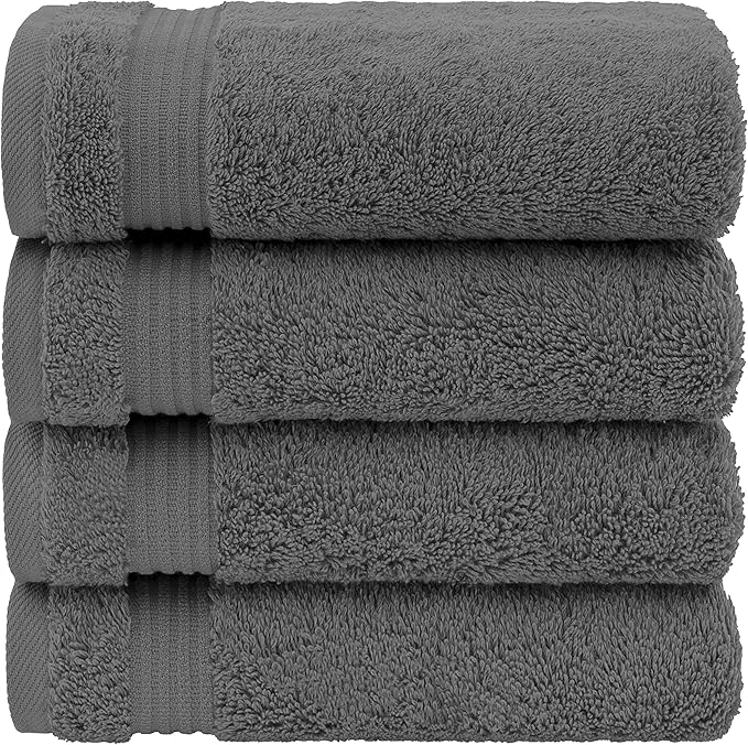 American Veteran Towel, Hand Towels for Bathroom Set of 4, 100% Cotton Turkish Hand Towel Sets Clearance Prime, Soft Hand Face Towels, Dark Gray Hand Towels