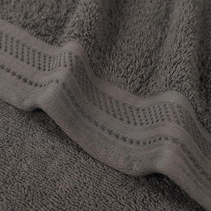 Superior Honeycomb Cotton Medium Weight Towels, for Guest Bath, Master Bathroom, Shower, Quick Dry, Adults, Home Essentials, Textured Waffle Border, Assorted Towel Set, 8 Piece Towel Set, Gunmetal