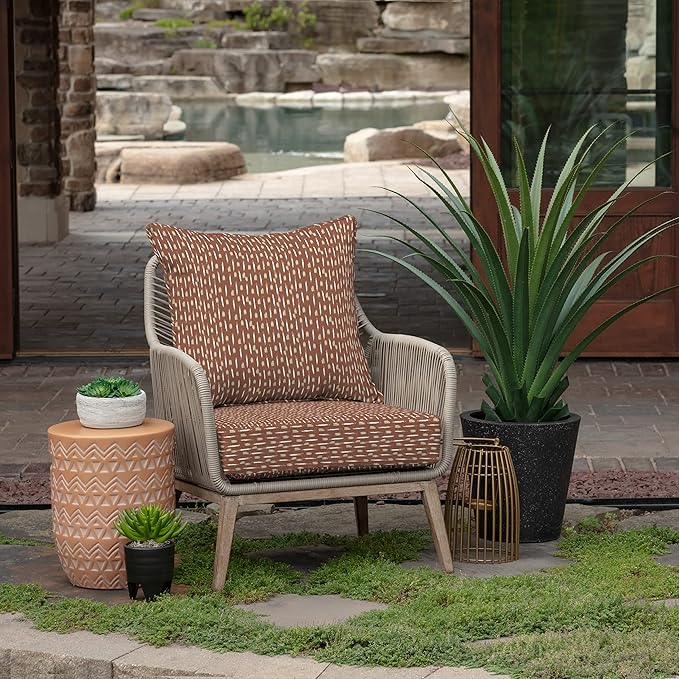 Arden Outdoor Deep Seat Cushion Set, 24 in x 24 in, Weather-Proof, Rain-Proof, Fade Resistant Patio Cushion for Chair, Sofa, and Couch Rust Red Brushed Texture