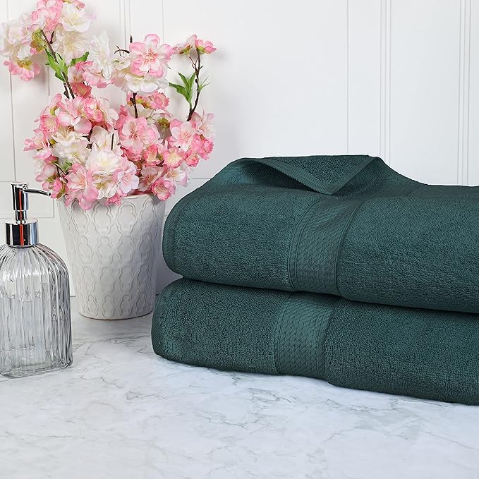 BLUENILEMILLS Premium Towel Collection, Egyptian Cotton Towels for Shower and Bathroom 2-Piece Bath Sheet Set, 34" x 68", Teal by Blue Nile Mills