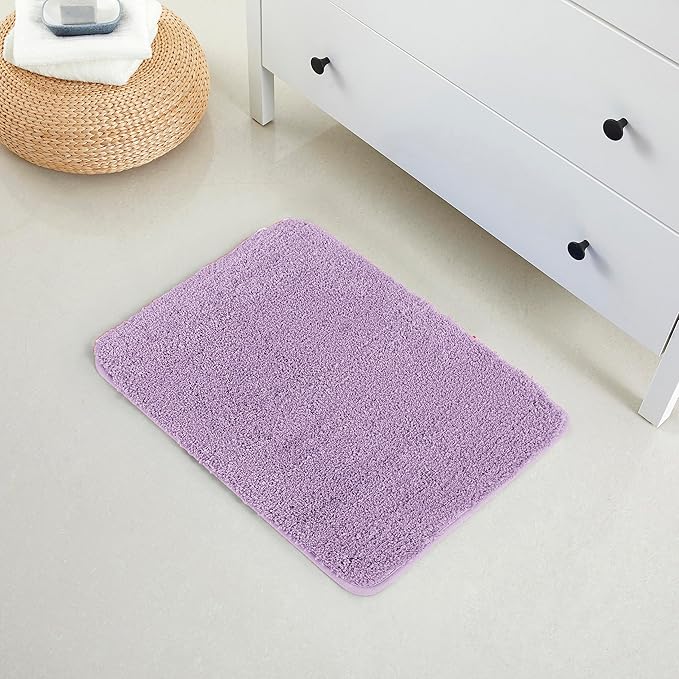 YHF Bathroom Rugs 17" X 24", Extra Thick & Soft Microfiber Shaggy, Machine Washable Bath Mats, Absorbent Bath Rugs, Non-Slip Rubber Backing Bath Mat for Bathroom Floor, Tub and Shower, Lavender