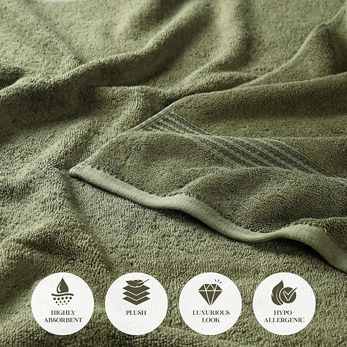 Superior Egyptian Cotton Bath Sheet Set, Oversized Towels for Home Bathroom, Master, Guest Bath, Decor Essentials, Quick Dry, Absorbent, Large Body Towel, Spa, Hotel, Resort, Set of 2, Forest Green