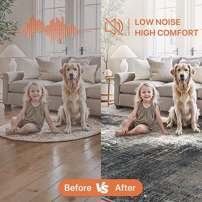 GENIMO Washable Area Rugs for Living Room Bedroom, 10x12 Modern Abstract Non Slip Rug, Low Pile Soft Contemporary Indoor Floor Carpet Cover for Dinning Room Kitchen, Black