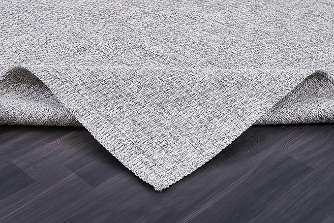Easy Jute Rugs 4x6 Gray Color Living Room Indoor Outdoor Area Rug for Farmhouse Patio and Kitchen Rug High Traffic Washable Easy to Clean Solid Boho Woven Design Outside Carpet (4 x 6)