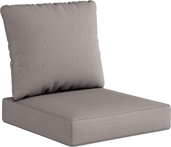 UIXE Outdoor Deep Seat Cushion Set with Slipcovers, Patio Furniture Cushions & Back Pillow, Sectional Sofa Bistro Chair Cushion - Coffee, Set of 2