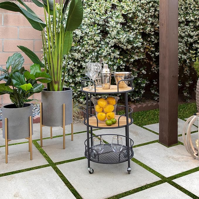 Sagebrook Home Set of 2 Modern Iron Planters with Stands, Gray and Gold, 23" & 19"